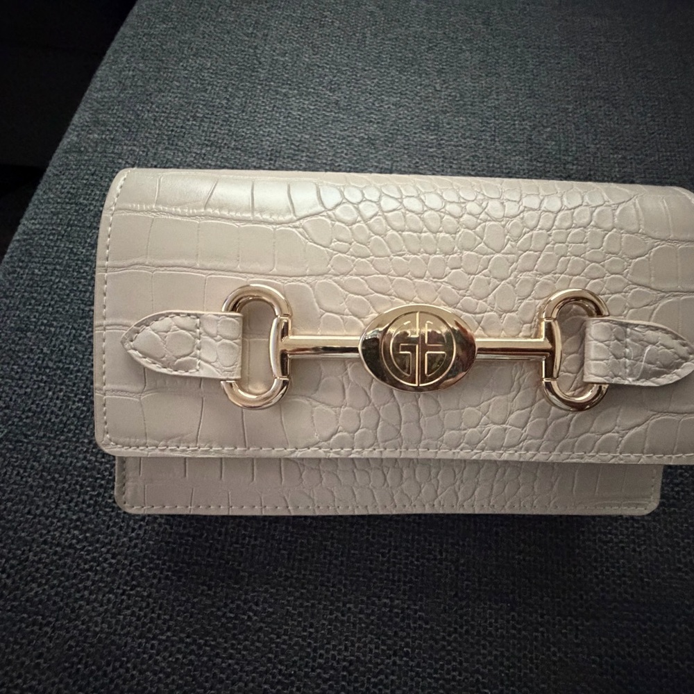 Giani Bernini Croc Embossed Belt Bag- Beige